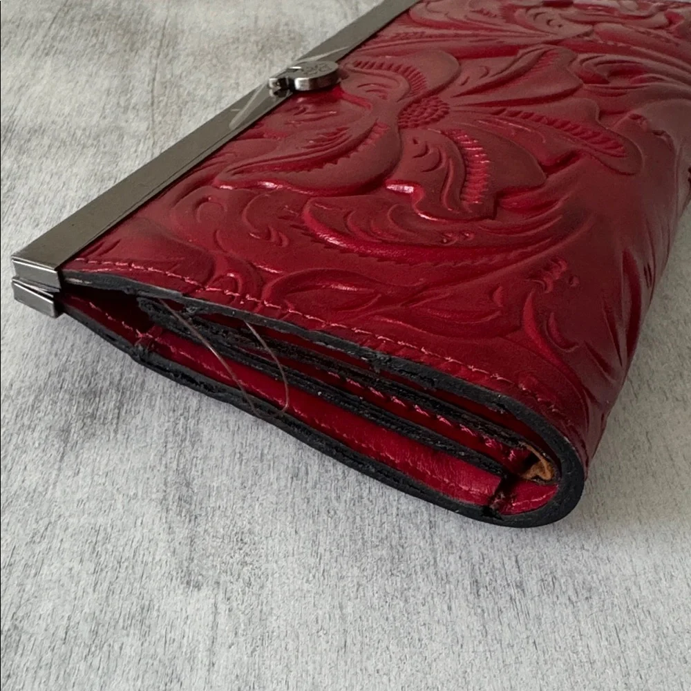Patricia Nash Wallet Framed Tooled  Cauchy Lava Red
